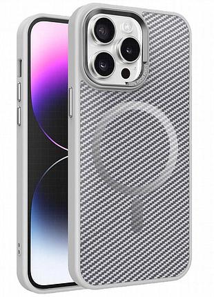 Чехол tpu+pc carbon mirage with magnetic fit для apple iphone 15 pro max (6.7") grey
