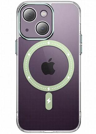 Чехол tpu+pc colorful with magnetic fit для apple iphone 13 (6.1") green