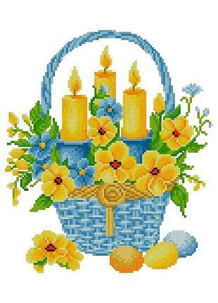 Хвг-057. схема для вишивки бісером великодній рушничок жовто-блакитний