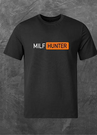 Футболка унісекс з принтом milf hunter базова чорна m