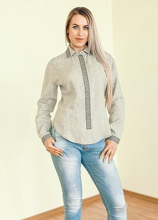 Вишиванка жіноча матвійка (сірий льон)