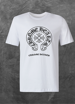 Футболка унісекс з принтом chrome hearts хром хартс (мод4) базова біла xl