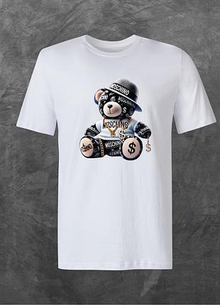Футболка унісекс з принтом moschino (1) базова біла xs