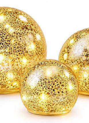 Набор декоративных led-шарик с подсветкой livarno home, 3 шт, стекло, таймер 6 часов
