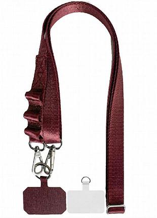 Шнурок широкий с двумя креплениями (2см) 140см maroon