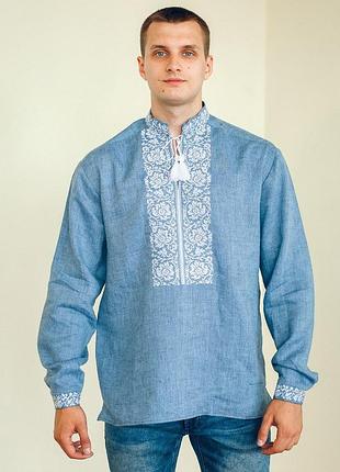 Вишиванка чоловіча артемій. джинс-льон
