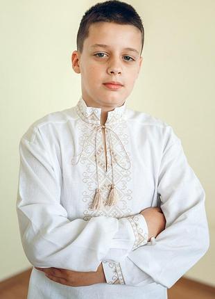 Вишиванка дитяча для хлопчика лук'ян (коричнева) 134