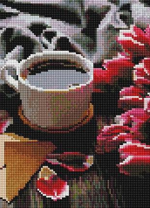 Набір алмазної мозаїки colorart кава і тюльпани 30х40 st460