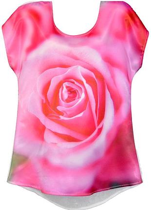 Тнк-010. туніка жіноча з принтом рожева троянда 44