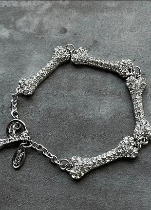 Браслет vivienne westwood «кості» (bone bracelet) з кристалами преміум'якість