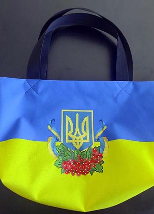 Эко-сумка (шопер) для вышивки бисером или нитками герб украины