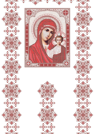 Х-040. схема для вышивки бисером хоругва богородица. заготовка для вышивки бисером серебро