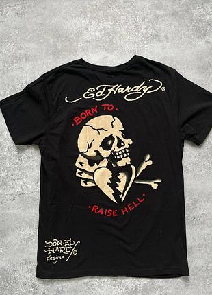 Вінтажна футболка ed hardy зі стразами череп y2k christian audigier