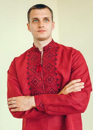 Вишиванка чоловіча ігор. вишневий льон 58