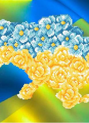 Скв-202. карта україни жовто-блакитні квіти. схема для вишивки бісером