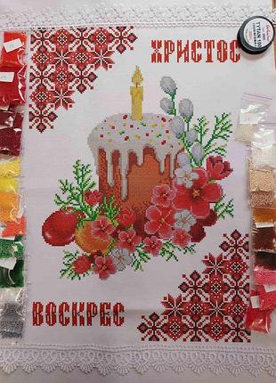 Набір для вишивання бісером великодній рушник. арт.-хвв-104ч