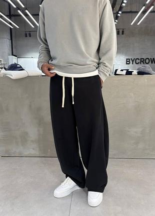 Варені штани wide leg з м’якого трикотажу у відтінку washed black🔝