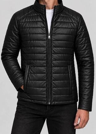 Куртка мужская однотонная экокожа, цвет черный, 243r1206 xxxl, 54, xxxl