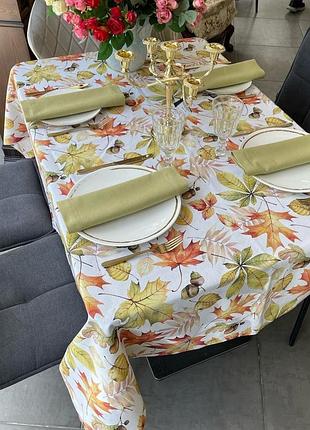 Скатерть тефлоновая листья осенняя 140х140