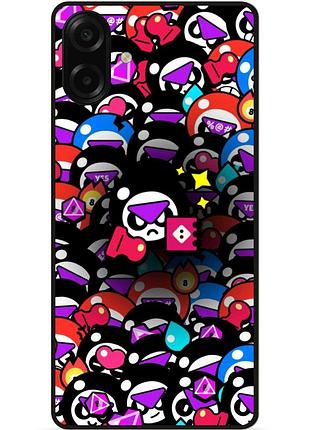 Силиконовый бампер чехол для samsung a08 стикеры бравл мипл brawl