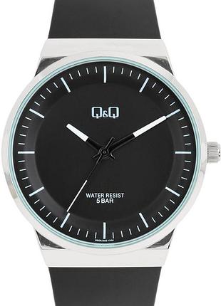 Мужские часы q&q qb06j302y 42 мм чёрный полимерный ремешок водозащита 50 м чёрный циферблат