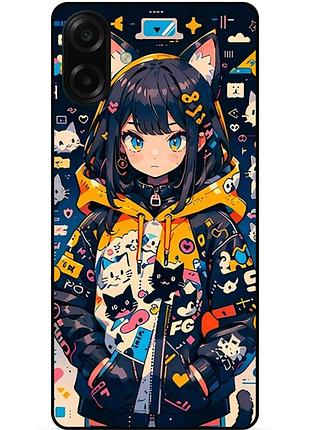 Силиконовый бампер чехол для samsung a07s с рисунком котики аниме