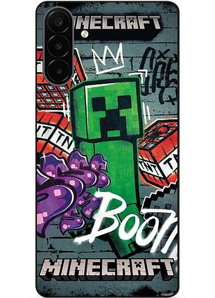 Силиконовый чехол бампер для samsung a18 с рисунком крипер майнкрафт minecraft