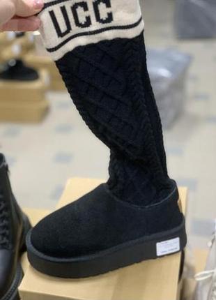 Уггі жіночі ugg чорні із замші 3
