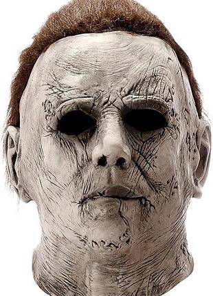 Маска майкла майерса 29х30 см michael myers halloween mask латексная маска убийцы из фильма ужасов на хэллоуин