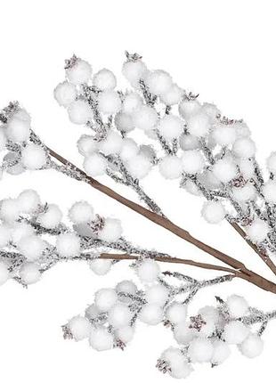 6 шт. декоративная ветка с белыми ягодами 76 см decorative branch искуственная заснеженая ветка для декора