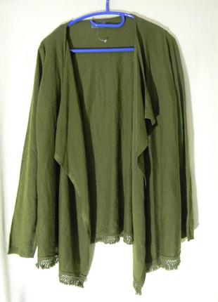 Кардиган yessica р.м цвет хаки акрил/лен