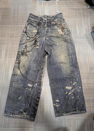 Джинси acne studios з декором, ланцюгами та ефектом потертості, eur 46