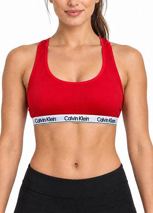 Топ жіночий спортивний без чашки червоний calvin klein бавовняний l