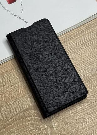 Шкіряний чохол книжка на samsung galaxy s23 plus чорного кольору leather design