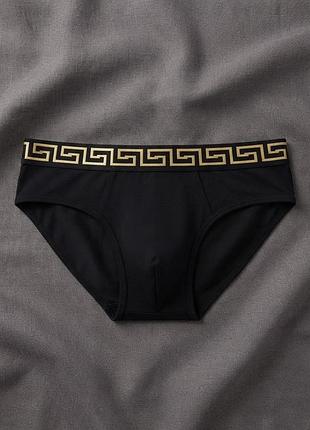 Чоловічі брендові бріфи з золотим поясом (чорні) xl primark