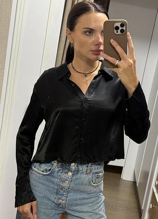 Сорочка жіноча zara шовкова чорна