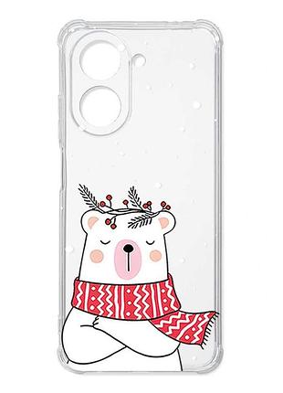 Чохол з потовщеними кутами на xiaomi redmi a7 ведмідь у шарфі (принт 147)