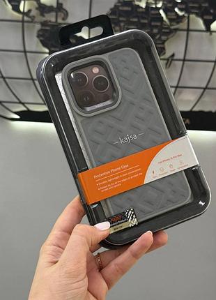 Премиум чехол kajsa rhombus для iphone 15 pro max, качественный чехол для телефона iphone 15 pro max (серый)