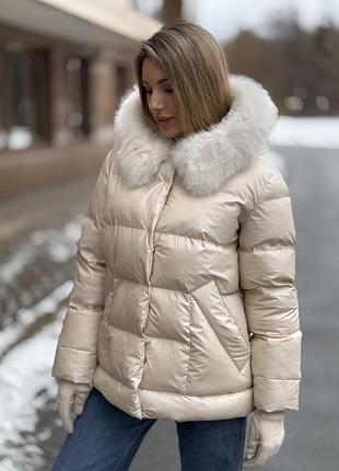 Молочна зимова куртка milanova 42-44 розмір