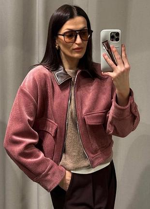 Куртка жіноча zara бомбер рожева