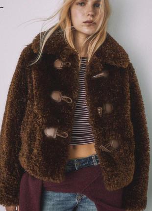 Куртка жіноча stradivarius тедді коричнева