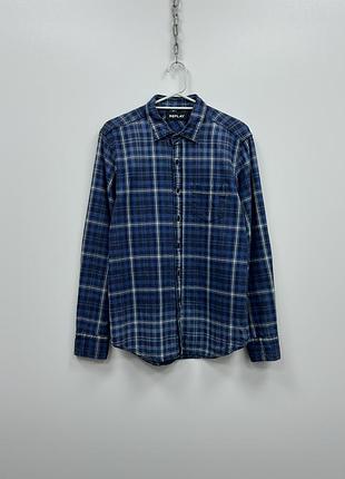 Крута сорочка оверширт replay checked shirt navy/blue/white