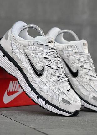 Чоловічі кросівки nike-6000 білі круті кроси із натуральної шкіри повсякденні найк шкіряне взуття на весну літо