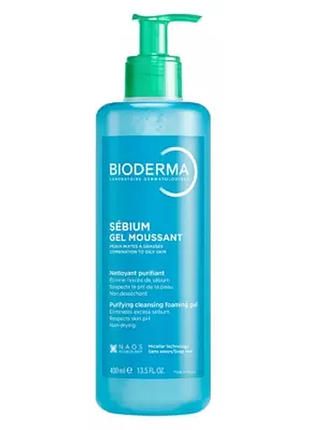 Очисний гель bioderma sebium purifying cleansing foaming gel 400 мл