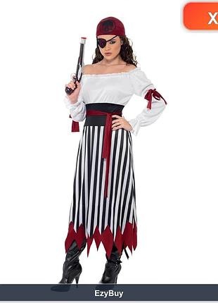 Женский карнавальный костюм pirate lady размер m в черно-белом цвете с головным убором и поясом в комплекте