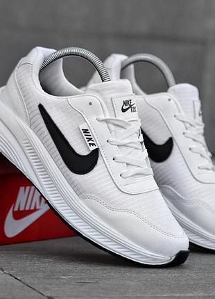 Чоловічі кросівки nike білі демісезонні кроси з натуральної шкіри високої якості на осінь весну найк
