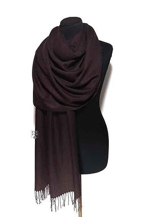Палантин шарф кашемир шерсть кашемировый pashmina original однотонный горький шоколад теплый новый