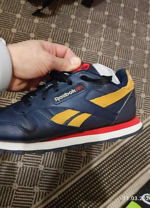 Кросівки для хлопця reebok демісезонні синьо-жовті
