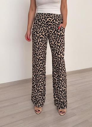 Леопардовые брюки палаццо vero moda