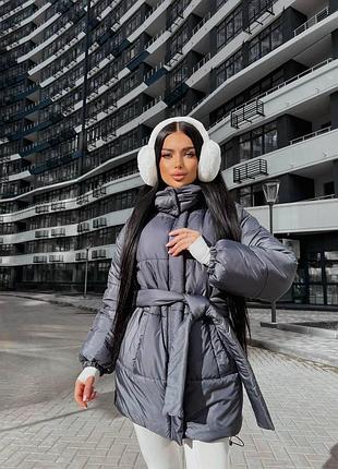 Женская зимняя куртка пуфер микропух 250 графит, 42/44